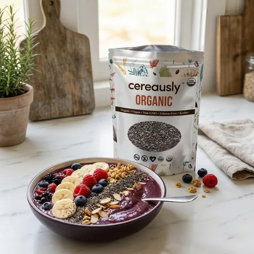 Vista 9 de Semillas orgánicas de chía negra de 4 libras a granel – Superalimento Omega-3 con alto contenido de fibra, sin OMG, sin gluten, veganas, kosher
