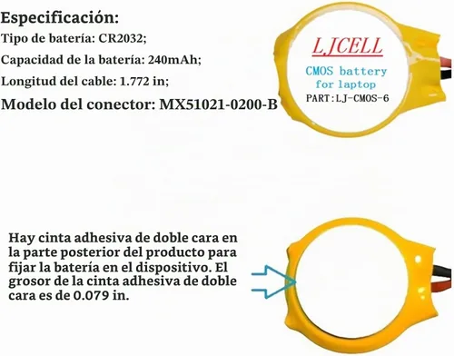 Vista 4 de Batería CMOS para IBM Lenovo Thinkpad T430 T450S T460 T460P T480S DELL Latitude E5450 E5430 E5440 E5530 E6420 E6320 E6330 Inspiron 9400 Laptop BIOS