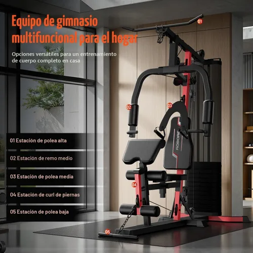 Vista 3 de Home Gym System with 160LB Weight Stack, Multifunctional All-in-One Workout Station, Full Body Strength Training System
