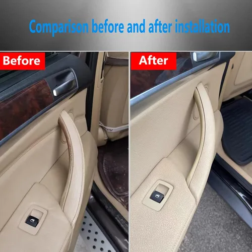 Vista 3 de Funda de Manija de Puerta Compatible con BMW X5 Serie E70/E70 LCI 2008-2013, BMW X6 Serie E71/E72 2008-2014 (3 Piezas) (Beige)