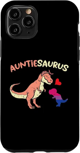 Vista 10 de iPhone 14 Auntiesaurus Gay Aunt Dinosaur Dino LGBTQ Bisexual Flag Bi Case
