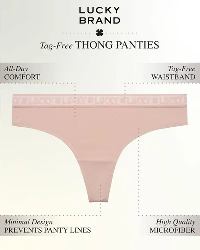 Vista 2 de Lucky Brand Women's Underwear - 5 Pack Microfiber Thong Panties (S-XL)