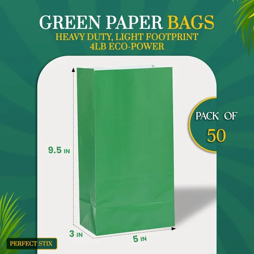 Vista 2 de Bolsas de papel verde, paquete de 50 unidades de 4 libras