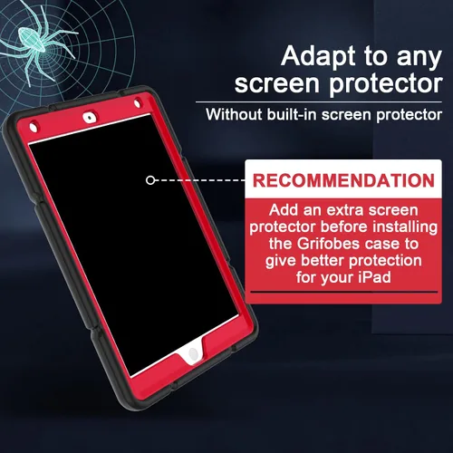 Vista 4 de Grifobes - Funda para iPad de 9.ª generación, para iPad de 8.ª/7.ª generación 2021/2020/2019, funda protectora resistente de 10.2" con soporte