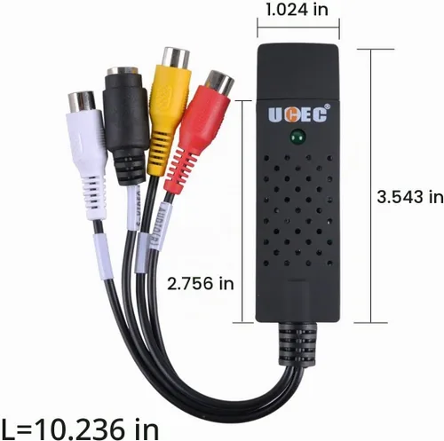 Vista 6 de UCEC Convertidor RCA a USB, dispositivo de tarjeta de captura de audio y video USB 2.0 para PC, convertidor de video analógico a digital