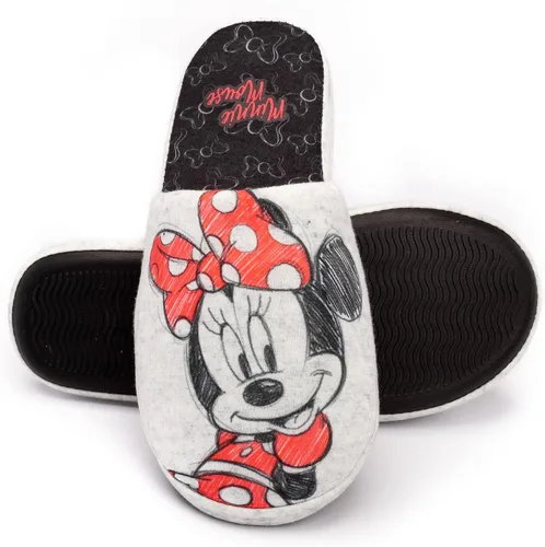 Vista 3 de Disney Minnie Mouse - Pantuflas para mujer, color gris