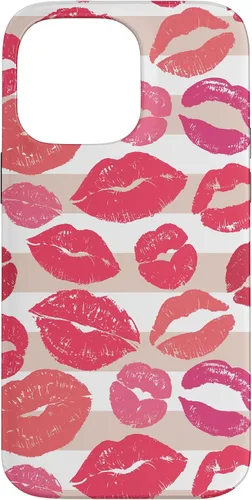 Vista 20 de iPhone 16 - Funda con diseño de beso y lápiz labial rosa