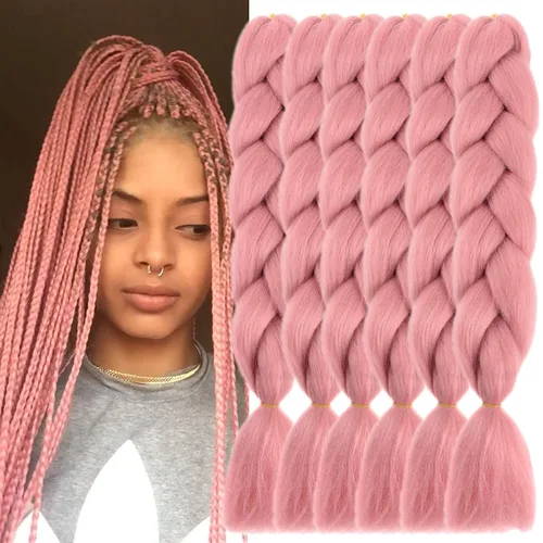 Vista 21 de 3 paquetes de extensiones de cabello sintético para trenzar de color negro a azul, tamaño jumbo ombré, de 24 pulgadas o trenzas de ganchillo