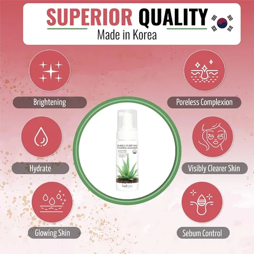 Vista 6 de LOOKATME Jabón facial coreano para pieles sensibles, limpiador para el cuidado de la piel de burbujas a base de agua, limpiador natural de espuma