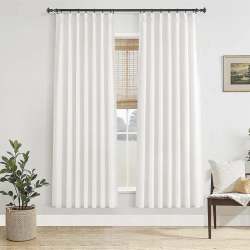 Vista 30 de Jowels Cortinas de lino plisadas naturales con memoria de 96 pulgadas