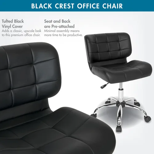 Vista 4 de Calico Designs - Silla de oficina moderna sin brazos con cresta negra, silla giratoria de oficina, silla de escritorio, silla de computadora