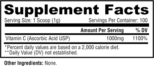 Vista 3 de Metabolic Nutrition Vitamina C, 1000 mg, grado farmacéutico puro, ácido ascórbico de alta absorción (3.53 oz)