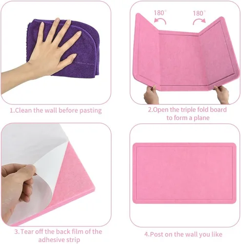 Vista 3 de Vuzvuv - Tablón de anuncios de corcho de visión grande de 28 x 16 pulgadas, color rosa para oficina en pared Compact Soft Felt Pin Board, 28x16in