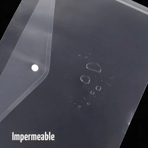 Vista 4 de EOOUT 30 piezas de sobres de plástico, sobres transparentes reutilizables de polietileno impermeables con botón de presión, tamaño carta US, A4