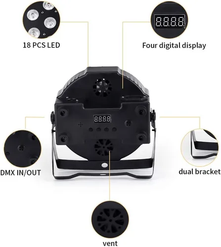 Vista 3 de Luces LED Par 4 Uplights de escenario 7x12W RGBW activado por sonido DMX512 Control brillante luces DJ para escenario, fiesta, club, discoteca