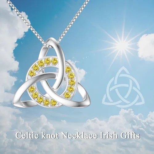 Vista 4 de TOUPOP Sterling Silver Birthstone Necklace for Women Irish Gifts Celtic Knot Pendant Necklace for SisterGirls for PartyBirthdayChristmas