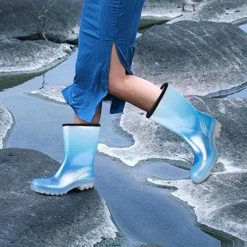 Vista 8 de DKSUKO Waterproof Womens Rain Boots insulated,Lightweight Rubber fashion Boots in Gardening,Warm and Comfortable Wide Calf Rain Boots with Glossy in