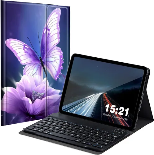 Vista 20 de Funda de teclado para Samsung Galaxy Tab S6 Lite 2022/2020, Galaxy Tab S6 Lite SM-P610/P613/P615/P619 con teclado Bluetooth inalámbrico desmontable
