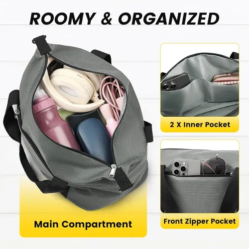 Vista 3 de Vorspack Bolsa de gimnasio pequeña Bolsa de lona de 14 pulgadas para viajes, bolsa de lona ligera para hombres y mujeres, bolsa de artículos