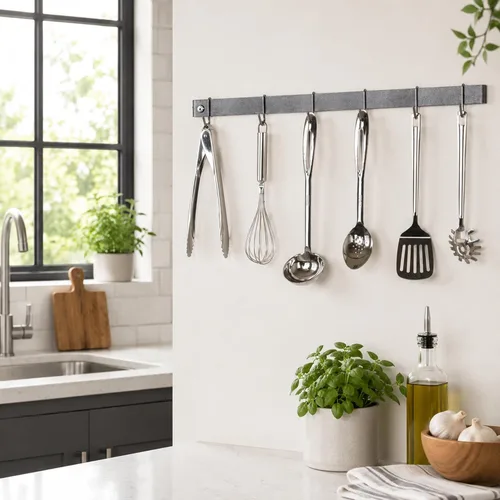 Vista 2 de Enclume Premier - Estante para ollas de pared para utensilios de 30 pulgadas, acero martillado