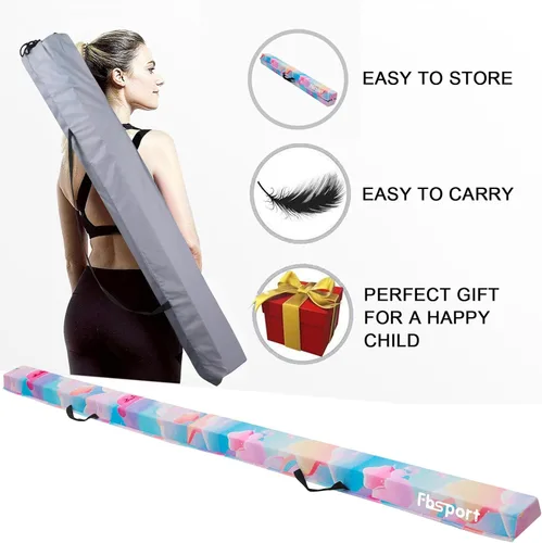 Vista 5 de FBSPORT Viga de Equilibrio de 8 pies/6 pies: Equipo de Gimnasia de Suelo Plegable para Niños y Adultos, Base de Goma Antideslizante, Viga