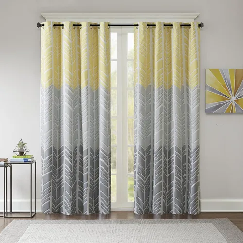 Vista 12 de Juego de cortinas Alex con arandelas y diseño chevrón