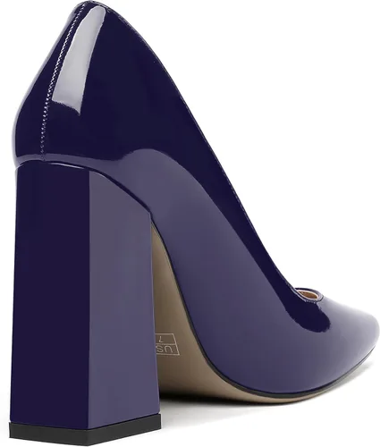 Vista 5 de MERRORI Zapatos de tacón alto y grueso para mujer, con puntera cuadrada, 4 pulgadas
