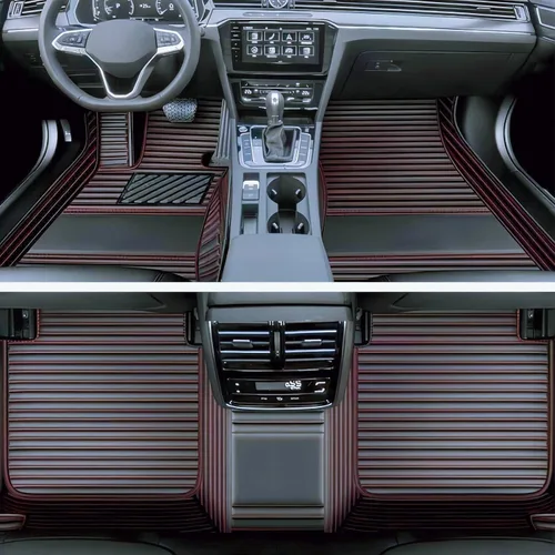 Vista 22 de Tapetes de cuero personalizados impermeables para automóvil, sedán, SUV, automóvil deportivo, negro, beige, para hombre y mujer (todo beige, 3D)