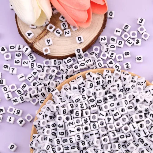 Vista 7 de Gresorth 800 cuentas acrílicas de cubo blanco para manualidades, pulseras, collares, llaveros de 0.236 x 0.236 pulgadas