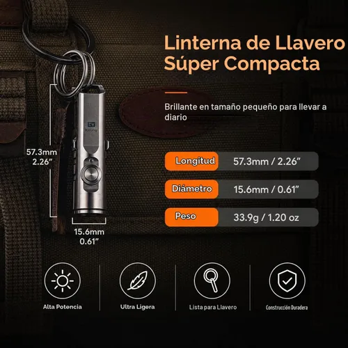 Vista 3 de RovyVon Aurora A2 G4 - Linterna de llavero brillante USB C recargable EDC, linterna de 650 lúmenes con clip magnético pequeño, función de bloqueo