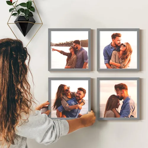 Vista 16 de Renditions Gallery Impresiones fotográficas personalizadas de 8 x 8 con marcos de fotos de madera real. Crea collage de fotos personalizado con Azul