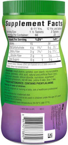 Vista 16 de Benefiber Tabletas masticables de suplemento de fibra prebiótica para la salud digestiva, sabores surtidos de frutas, 100