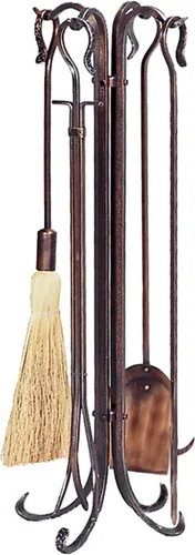 Vista 2 de UniFlame Juego de herramientas de chimenea rústica de bronce pesado de 5 piezas (F-1648)