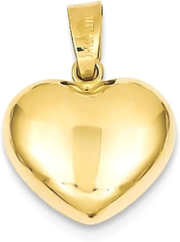 Vista 8 de Collar con dije de corazón 3 D de oro amarillo de 14 quilates, joyería fina inflada para mujer, regalos para ella