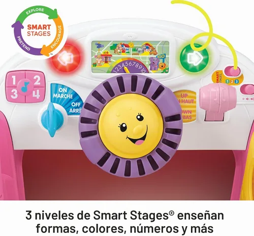 Vista 3 de Laugh & Learn Etapas de Smart Crawl Azul alrededor coche, Auto Smart Stages, rosa, Rosado