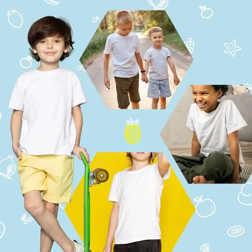 Vista 6 de METFUIN Paquete de 6 camisetas de sublimación blancas en blanco para niños y niños, camisetas de poliéster de manga corta, color blanco