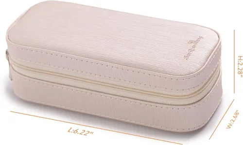 Vista 2 de SANQIANWAN Pequeña caja organizadora de viaje de joyería con estuche portátil de piel sintética para collares, anillos, aretes, diseño de borlas