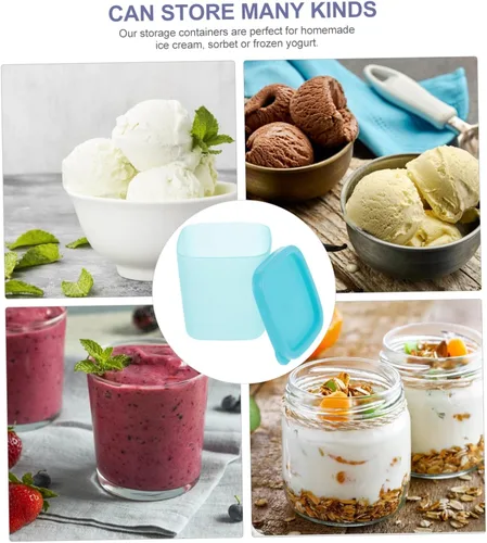 Vista 2 de BESTonZON Tarro casero redondo apilable, 9 unidades, para almacenamiento de sorbetes de terrario, postre de alimentos, yogur, congelador, portátil