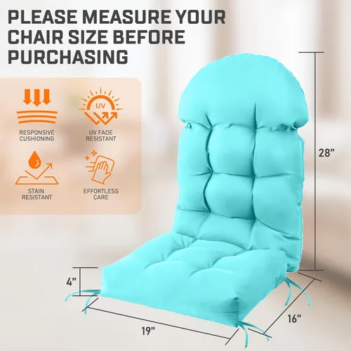 Vista 4 de FUNBERRY - Cojín para silla Adirondack, cojines gruesos y cómodos para mecedora, antideslizante, con protector contra decoloración, impermeable