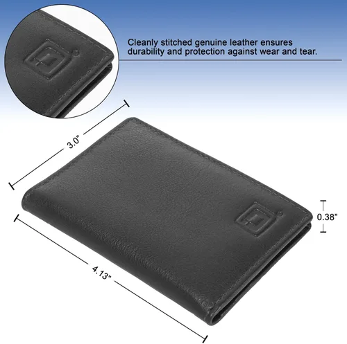 Vista 4 de Tarjetero delgado y plegable RFID - Cartera minimalista con bolsillo frontal para hombres, Negro -, Minimalista
