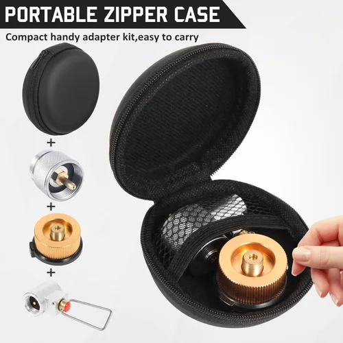 Vista 2 de Adaptadores de propano/isobutano/butano/recarga de 3 piezas para estufa de camping Propane To Butane Adapter Conversion, Butane Fuel Canister