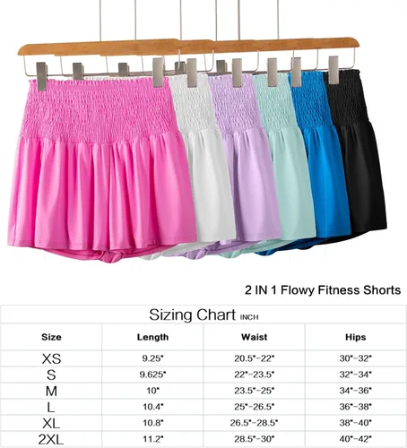 Vista 2 de PandaGirl Pantalones cortos fluidos para mujer, cintura alta, gimnasio, yoga, entrenamiento atlético, correr, lindas faldas para adolescentes, ropa