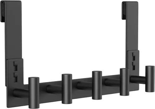 Vista 18 de HUFEEOH Paquete de 1 soporte negro para puerta con 4 ganchos en T