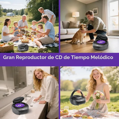 Vista 7 de Gueray Reproductor de CD portátil Boombox Radio Reproductores de CD con altavoces, audio para el hogar, radio FM, entrada AUX, soporte
