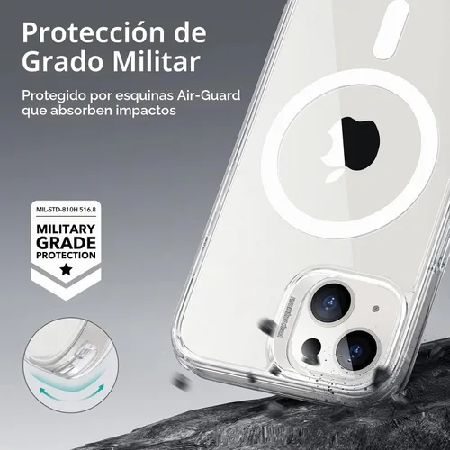 Vista 6 de ESR para iPhone 14 Plus Funda, Funda Magnética Compatible con MagSafe, Protección Anti-impactos de Grado Militar, Funda Transparente Magnética