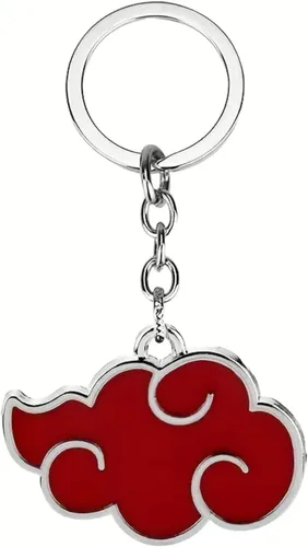Vista 3 de BC Bella Colour Collar de anime, collar con colgante en forma de nube roja y llavero a juego, regalo para amantes del anime y fanáticos del anime