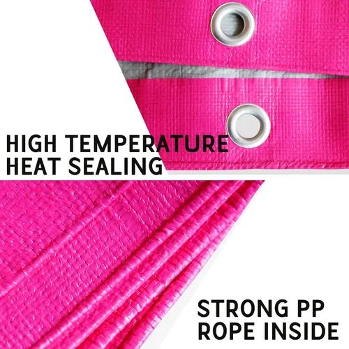 Vista 3 de STARPYNG-12 Mil Pink/Silver 5x20 Feet Tarp-Heavy Duty Poly Tarp-Cover,Waterproof, UV Resistant, Weather Resistant, Cover Cars, Boats