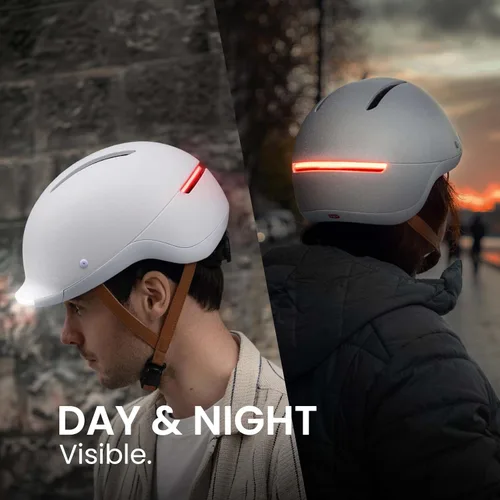 Vista 8 de Overade Casco salvavidas para bicicletas y e-scooters, con potente iluminación delantera/trasera, función intermitente, talla única