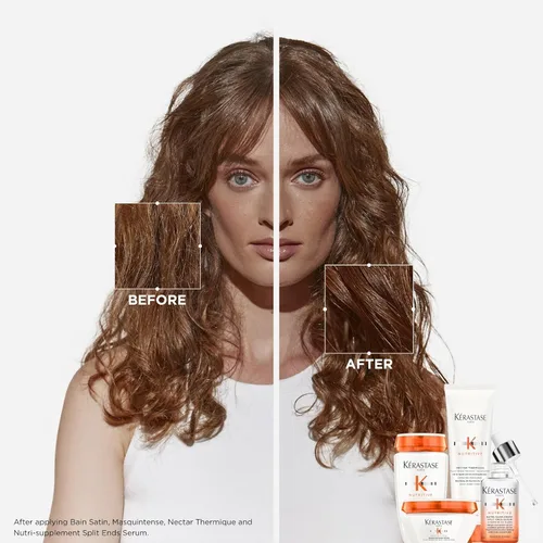 Vista 4 de Champú Kerastase Nutritive Bain Satin Limpia suavemente y repone la humedad para un cabello suave y brillante Con proteínas a base de plantas