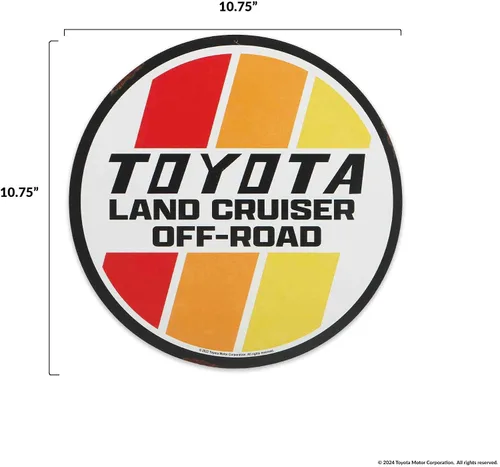 Vista 6 de Letrero redondo de metal para Toyota Land Cruiser Off-Road – Letrero retro de Toyota para garaje, tienda o cueva de hombre